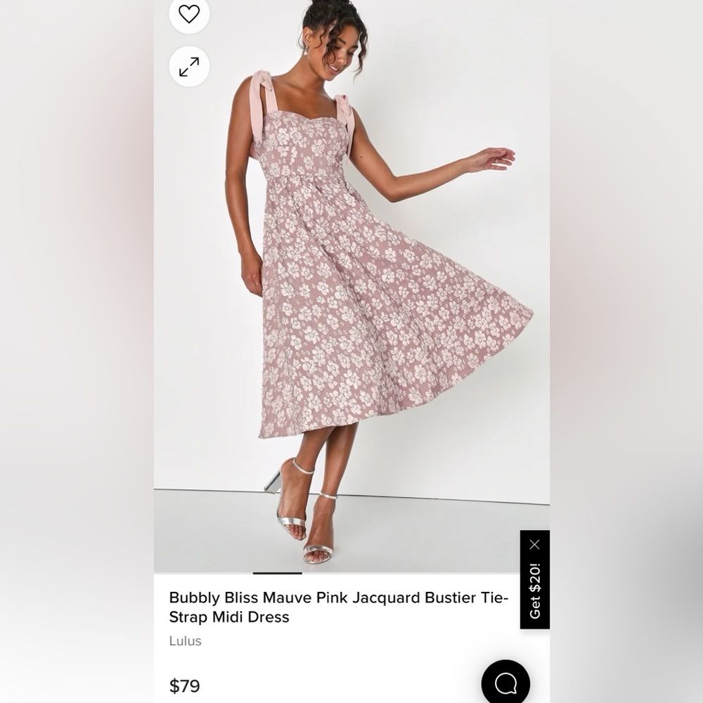 Lulu’s Bubbly Bliss Mauve Pink Midi Dress NWT